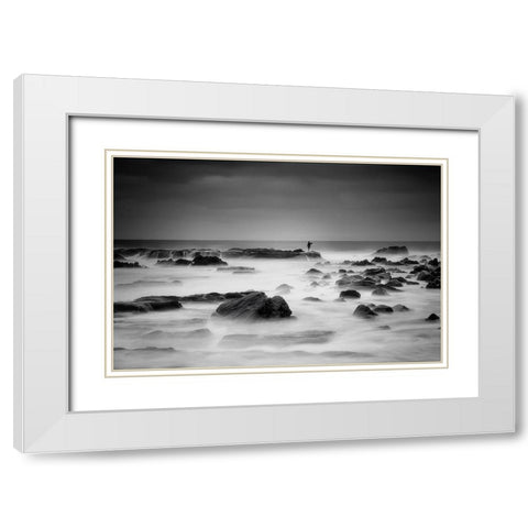 White Silence White Modern Wood Framed Art Print with Double Matting by Shibata, Sho