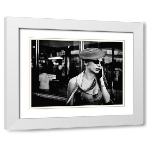 Untitled White Modern Wood Framed Art Print with Double Matting by Suzuki, Tatsuo