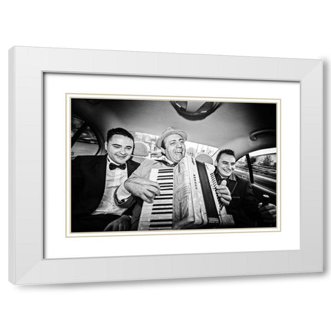 Play That Accordion, Boss! White Modern Wood Framed Art Print with Double Matting by Tudor, Marius