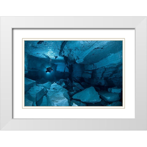 Landslide Hall White Modern Wood Framed Art Print with Double Matting by Lyagushkin, Viktor