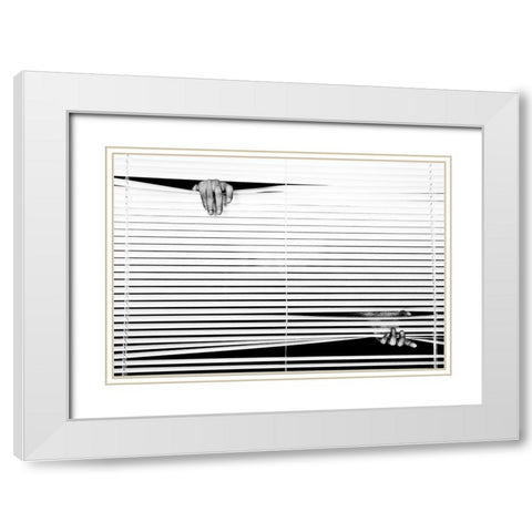 Black Or White White Modern Wood Framed Art Print with Double Matting by Ikeda, Keisuke