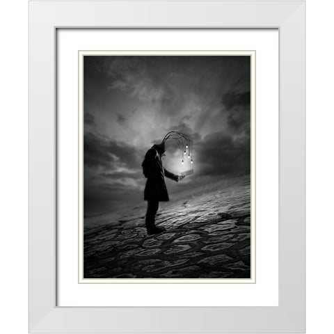 The Reader White Modern Wood Framed Art Print with Double Matting by David Senechal Photographie