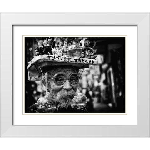 Untitled White Modern Wood Framed Art Print with Double Matting by Suzuki, Tatsuo