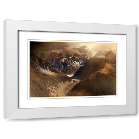 Mont Blanc Massiv White Modern Wood Framed Art Print with Double Matting by Schumacher, Nicolas