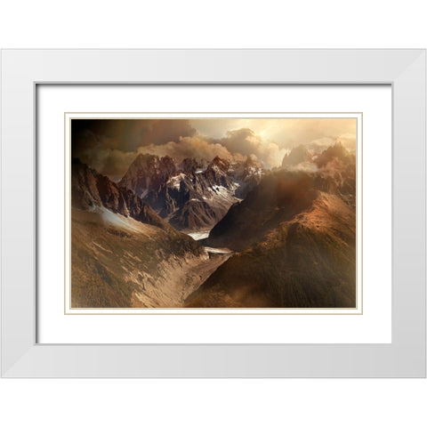 Mont Blanc Massiv White Modern Wood Framed Art Print with Double Matting by Schumacher, Nicolas