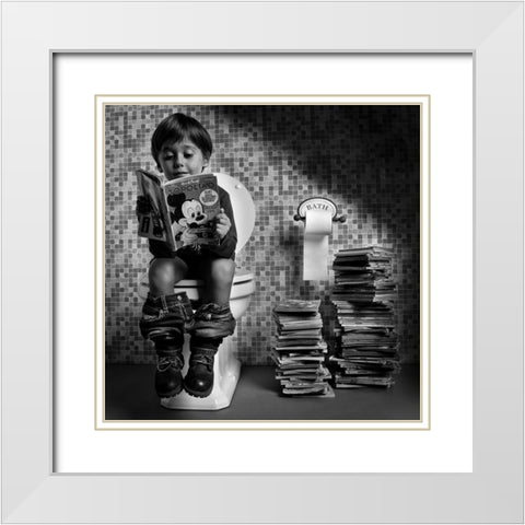 Do Not Disturb Please ! White Modern Wood Framed Art Print with Double Matting by Maiorana, Giuseppe