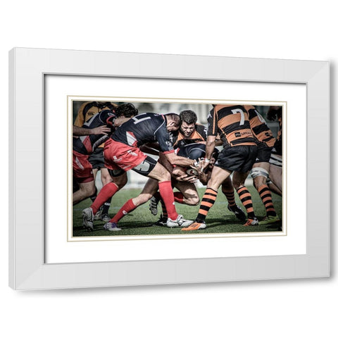 The Coup White Modern Wood Framed Art Print with Double Matting by March, Cesar