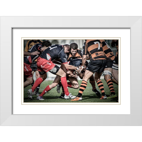 The Coup White Modern Wood Framed Art Print with Double Matting by March, Cesar