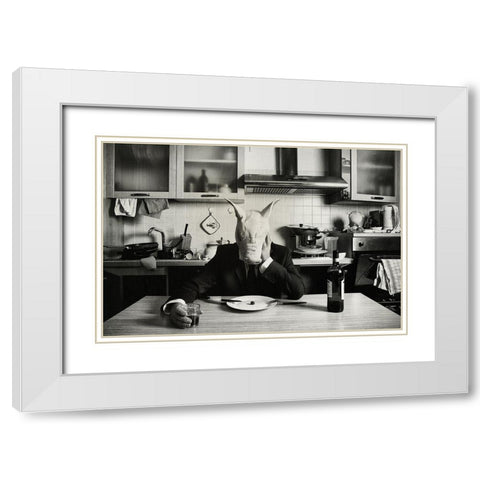 Just One Day Alone (Family Portrait) White Modern Wood Framed Art Print with Double Matting by Miserini, Stefano