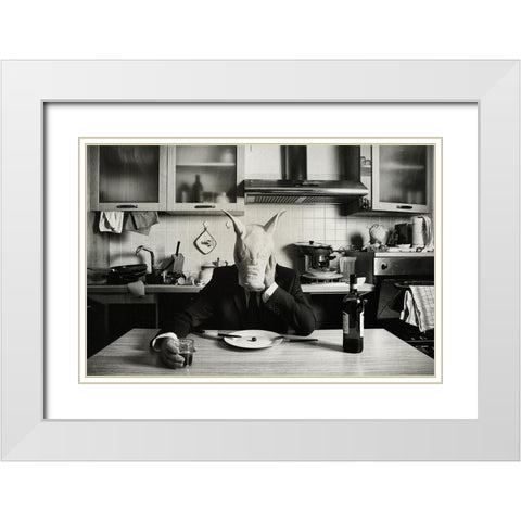 Just One Day Alone (Family Portrait) White Modern Wood Framed Art Print with Double Matting by Miserini, Stefano