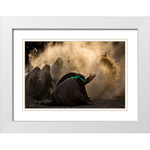 Ashura Pm2 White Modern Wood Framed Art Print with Double Matting by Momeni, Mohammadreza