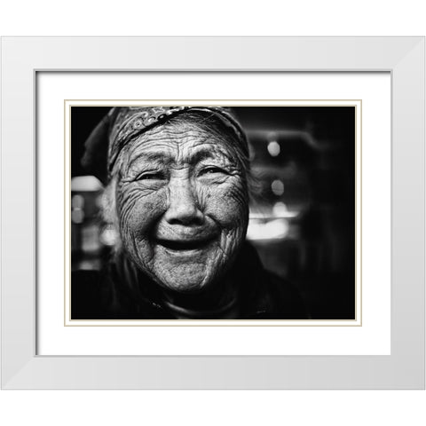 Untitled White Modern Wood Framed Art Print with Double Matting by Suzuki, Tatsuo