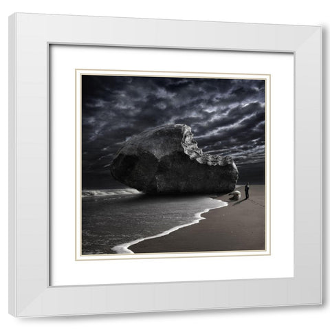 Hard Rock White Modern Wood Framed Art Print with Double Matting by Kiciak, Christophe