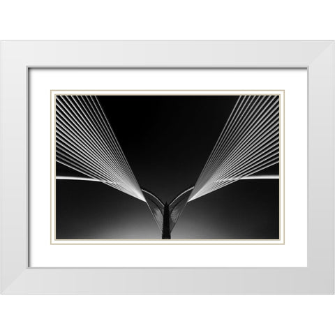 Wings White Modern Wood Framed Art Print with Double Matting by Effendy, Nasrul