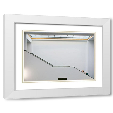 Stair-Up White Modern Wood Framed Art Print with Double Matting by Van Maastricht, Henk