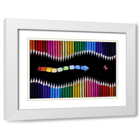 The Snake Game White Modern Wood Framed Art Print with Double Matting by Ivanova, Victoria