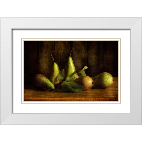Pears White Modern Wood Framed Art Print with Double Matting by Disher, Mandy