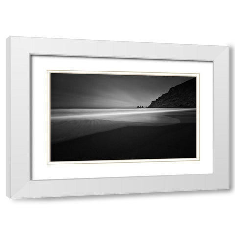 ... Black Beach White Modern Wood Framed Art Print with Double Matting by Hoffmann, Raymond
