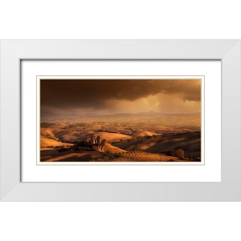Val DA#039;Orcia White Modern Wood Framed Art Print with Double Matting by Schumacher, Nicolas