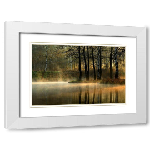 Silent Light. White Modern Wood Framed Art Print with Double Matting by Jankowska, Agnieszka