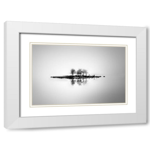 The Floating Island White Modern Wood Framed Art Print with Double Matting by Markova, Albena
