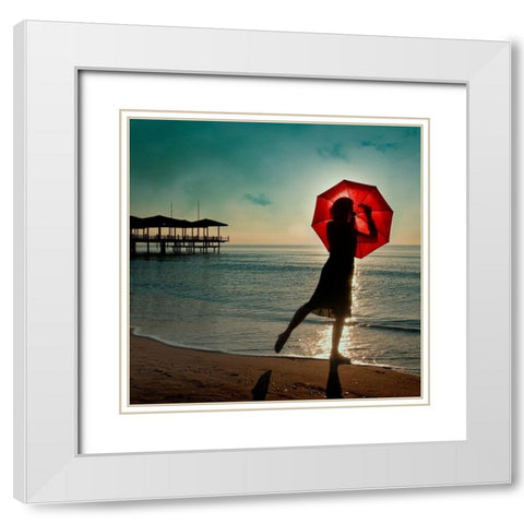 Watch Her Disappear White Modern Wood Framed Art Print with Double Matting by Ambra