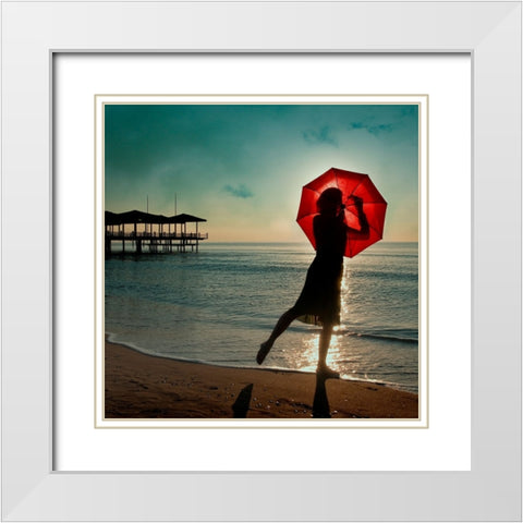 Watch Her Disappear White Modern Wood Framed Art Print with Double Matting by Ambra