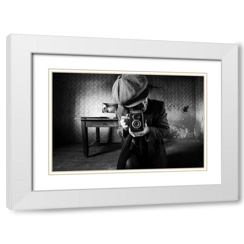Untitled White Modern Wood Framed Art Print with Double Matting by Grobenski, Mario