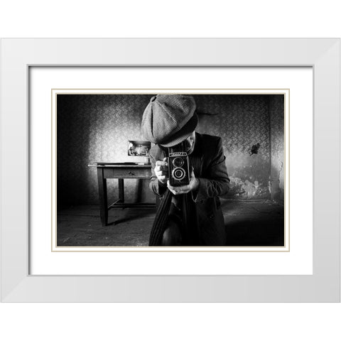 Untitled White Modern Wood Framed Art Print with Double Matting by Grobenski, Mario