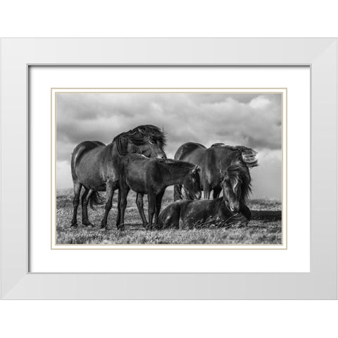 Happy Family White Modern Wood Framed Art Print with Double Matting by Ingibergsson, Bragi