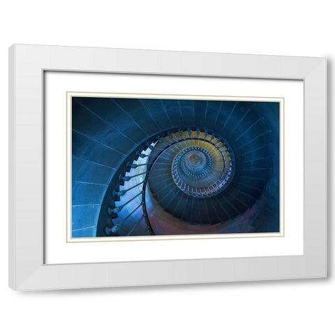 Caracol White Modern Wood Framed Art Print with Double Matting by Ferreira, Remi