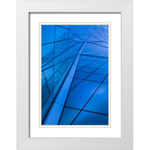 Blue White Modern Wood Framed Art Print with Double Matting by Kravanja, Jure