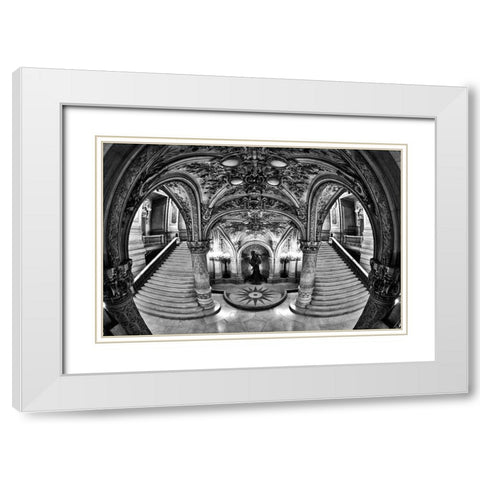 Opera Mystery White Modern Wood Framed Art Print with Double Matting by Pelissier, Marc