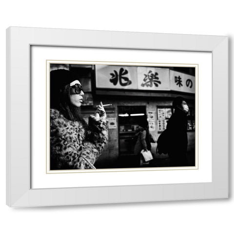 Untitled White Modern Wood Framed Art Print with Double Matting by Suzuki, Tatsuo