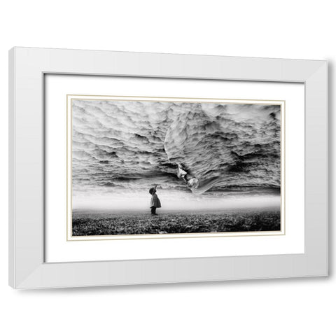 Hello Grandpa White Modern Wood Framed Art Print with Double Matting by Trijoko