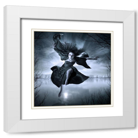 Frozen White Modern Wood Framed Art Print with Double Matting by Kiciak, Christophe