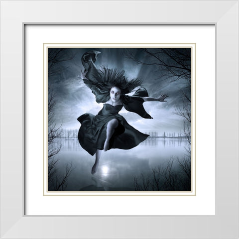 Frozen White Modern Wood Framed Art Print with Double Matting by Kiciak, Christophe