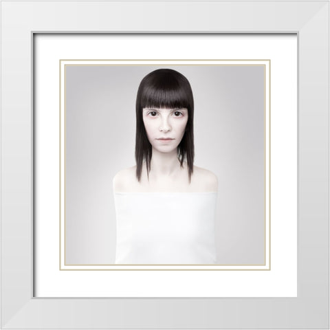 Bangs White Modern Wood Framed Art Print with Double Matting by Katiev, Vladimir