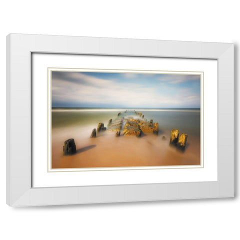 Sea Road White Modern Wood Framed Art Print with Double Matting by Krol, Piotr