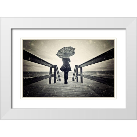 Awaiting White Modern Wood Framed Art Print with Double Matting by Rozenzvig, Carmit