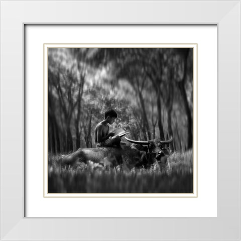 Learn Spirit White Modern Wood Framed Art Print with Double Matting by Bunjamin, Antonyus