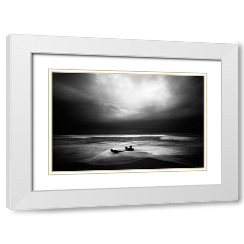 Naufrago White Modern Wood Framed Art Print with Double Matting by Della Latta, Massimo
