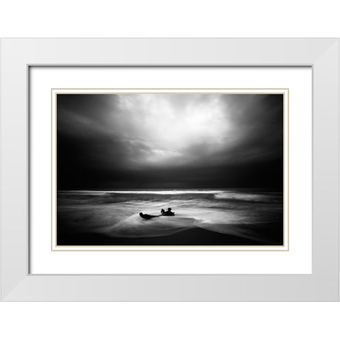 Naufrago White Modern Wood Framed Art Print with Double Matting by Della Latta, Massimo