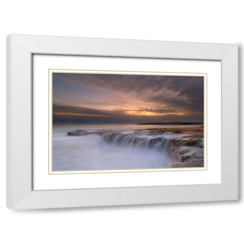 Waterfall White Modern Wood Framed Art Print with Double Matting by L, Yan