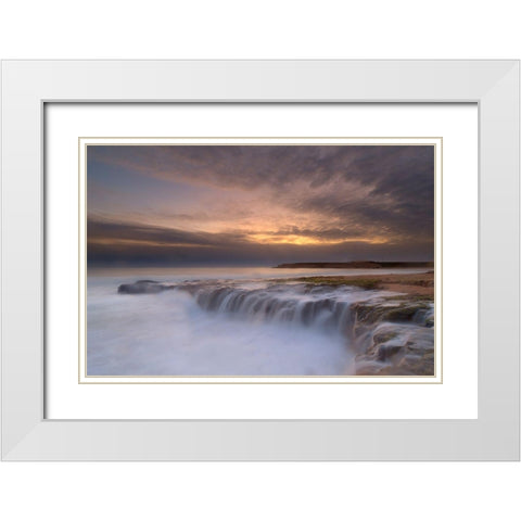 Waterfall White Modern Wood Framed Art Print with Double Matting by L, Yan
