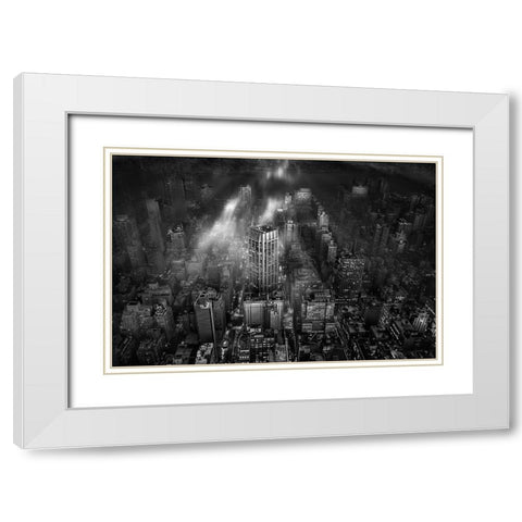 New York City White Modern Wood Framed Art Print with Double Matting by Londal, Leif