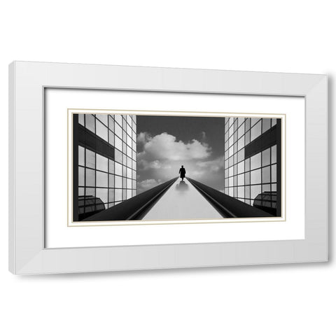 Walking To The Light White Modern Wood Framed Art Print with Double Matting by Van Den, Jef