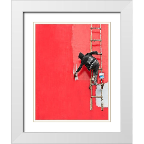 Painting In Progress White Modern Wood Framed Art Print with Double Matting by Kisworo, Sebastian