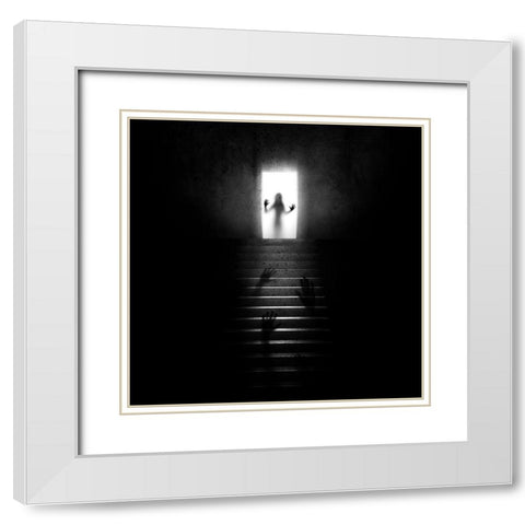 Coma White Modern Wood Framed Art Print with Double Matting by Del Grosso, Sebastien