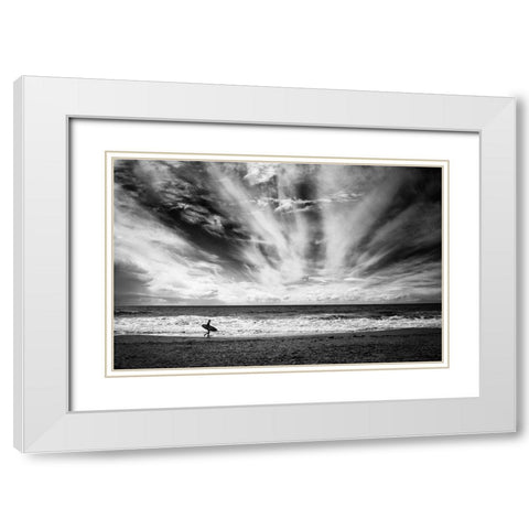 The Loneliness Of A Surfer White Modern Wood Framed Art Print with Double Matting by Grifantini, Lorenzo